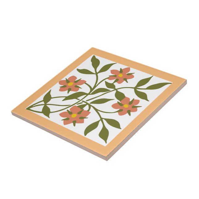 ORANGE BLUME KERAMIK TITEL FLIESE (Seite)