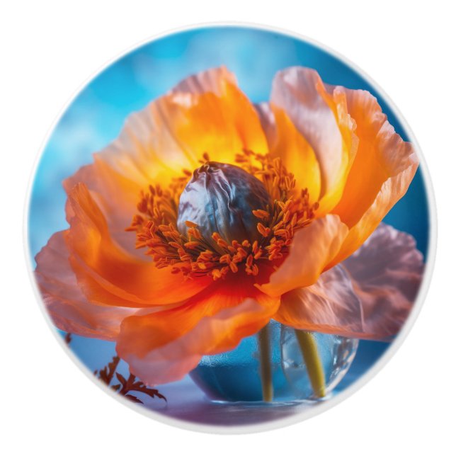 Orange Blume Keramikknauf (Vorderseite)