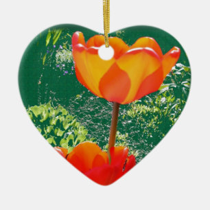 Orange Blume Keramikornament