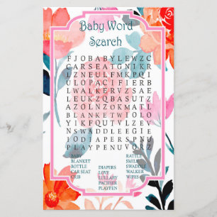 Orange Blume Kinderdusche Word Search Game