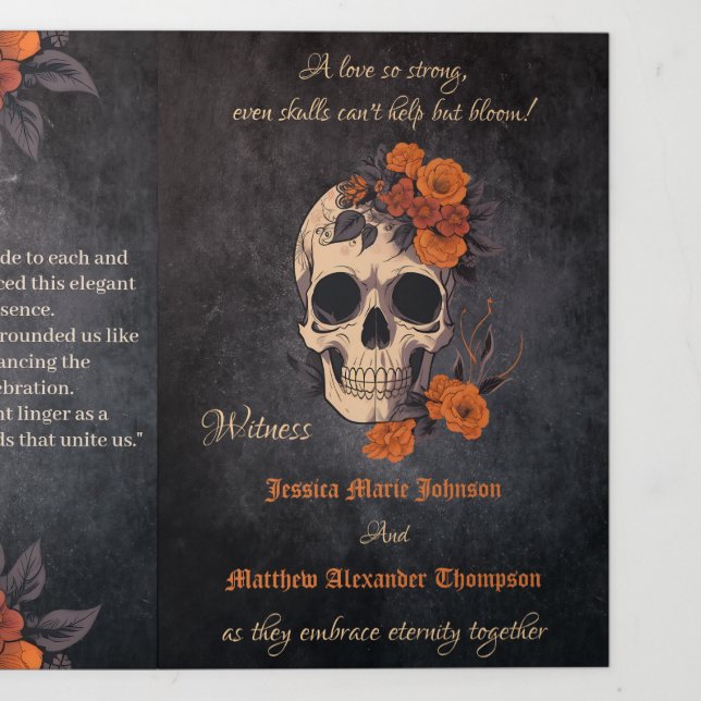 Orange Blume Komplettes Hochzeitsprogramm Dreifach Gefaltete Einladung (Cover)