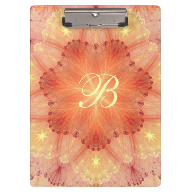 Orange Blume Lace Petals Paint Monogram Klemmbrett (Vorderseite)