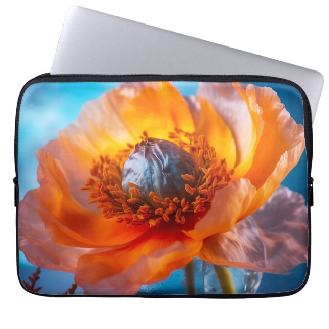 Orange Blume Laptopschutzhülle (Vorderseite)