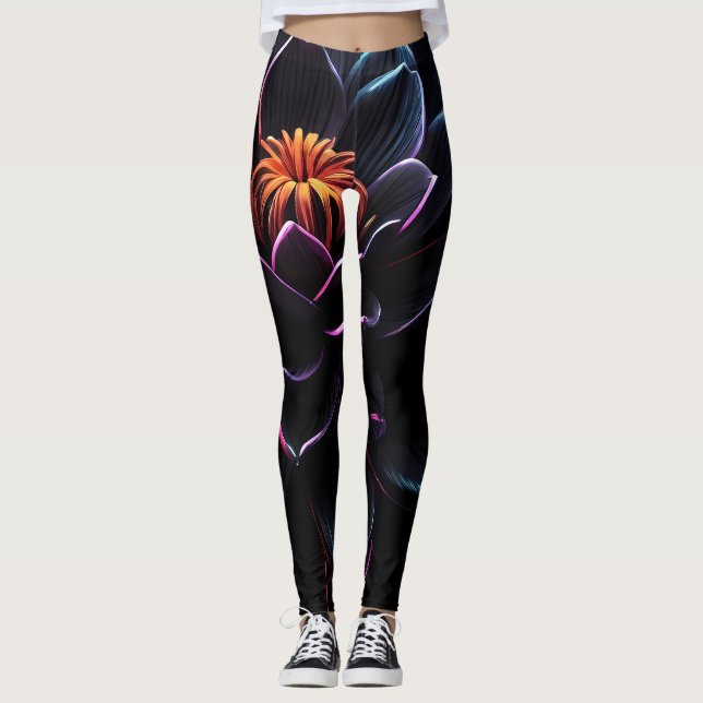 Orange Blume Leggings (Vorderseite)