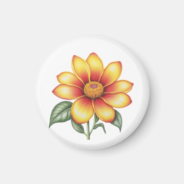 Orange Blume Magnet (Vorne)