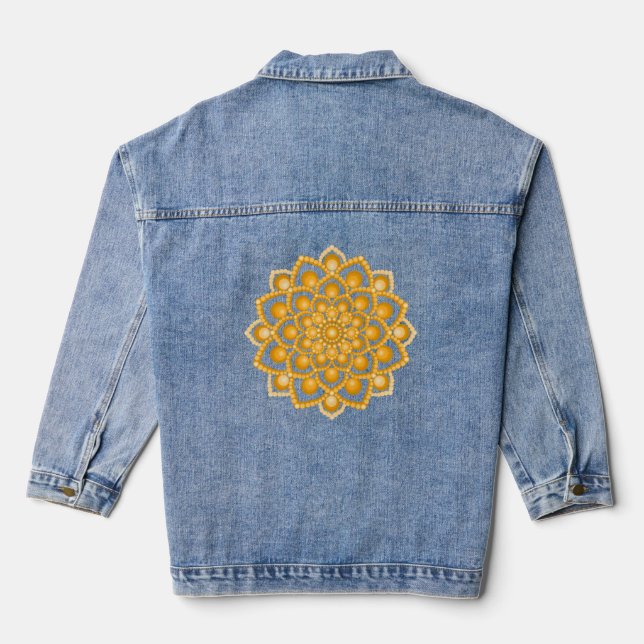Orange Blume Mandala Jeansjacke (Rückseite)