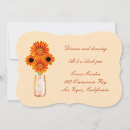 Orange Blume Mason Jar Empfang Card Einladung