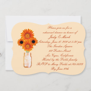 Orange Blume Mason Jar Probe Abendessen Einladung