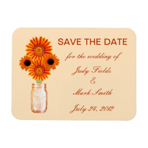 Orange Blume Mason Jar speichern das Datumsfenster Magnet