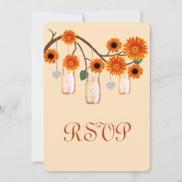 Orange Blume Mason Jars Response Card Einladung