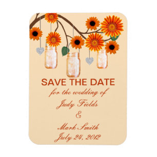 Orange Blume Mason Jars speichern das Date Magnet
