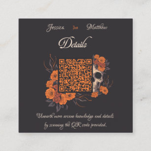 Orange Blume Minimaler QR Code Details Karte