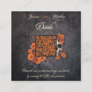Orange Blume Minimaler QR Code Details Karte