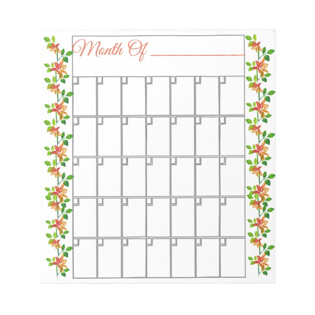 Orange Blume Monatlicher Notepad Notizblock (Vorderseite)