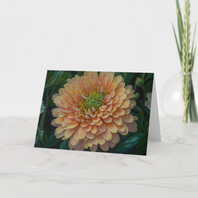 Orange Blume Mum Art Note Card Karte (Vorderseite)