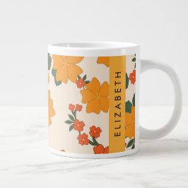 Orange Blume, Muster von Blume, Ihr Name Jumbo-Tasse