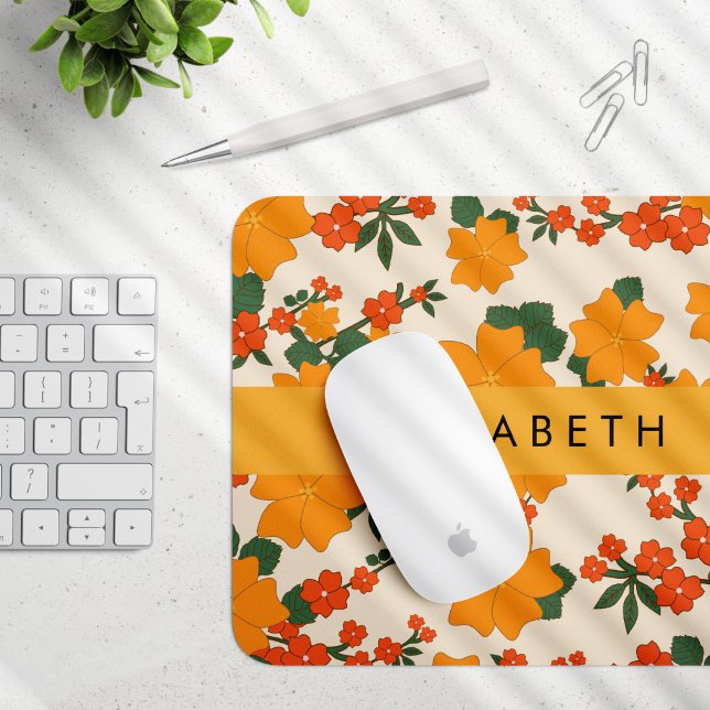 Orange Blume, Muster von Blume, Ihr Name Mousepad (Von Creator hochgeladen)