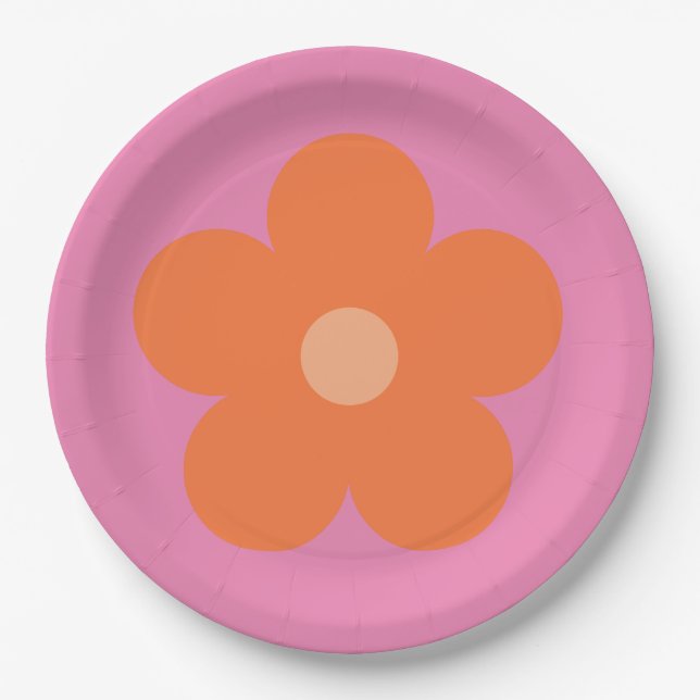 Orange Blume Pappteller (Vorderseite)