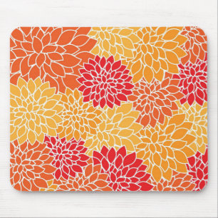 Orange Blume Pattern Mousepad