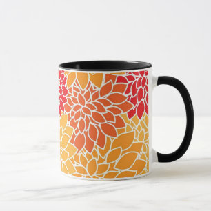Orange Blume Pattern Tasse