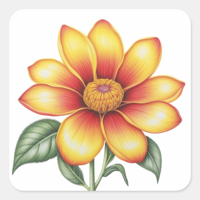 Orange Blume Quadratischer Aufkleber (Vorderseite)