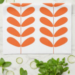 Orange Blume Retro Mitte Jahrhundert Moderne Geschirrtuch<br><div class="desc">Dieses fabelhafte,  moderne Küchenhandtuch aus der Mitte des Jahrhunderts besticht durch orangefarbene Blume auf einer Pflanze auf weißem Hintergrund. Dies wird eine fantastische Ergänzung zu Ihrer Wohngestaltung!</div>