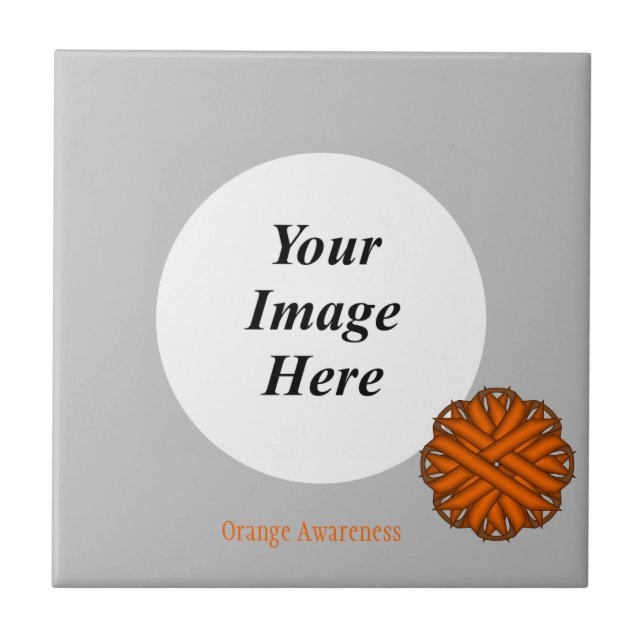Orange Blume Ribbon Template von Kenneth Yoncich Fliese (Vorderseite)