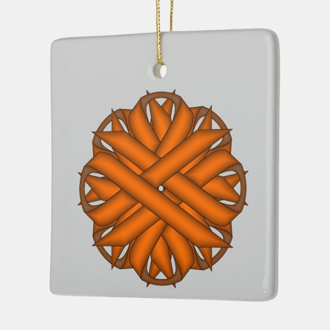 Orange Blume Ribbon von Kenneth Yoncich Keramikornament (Links)