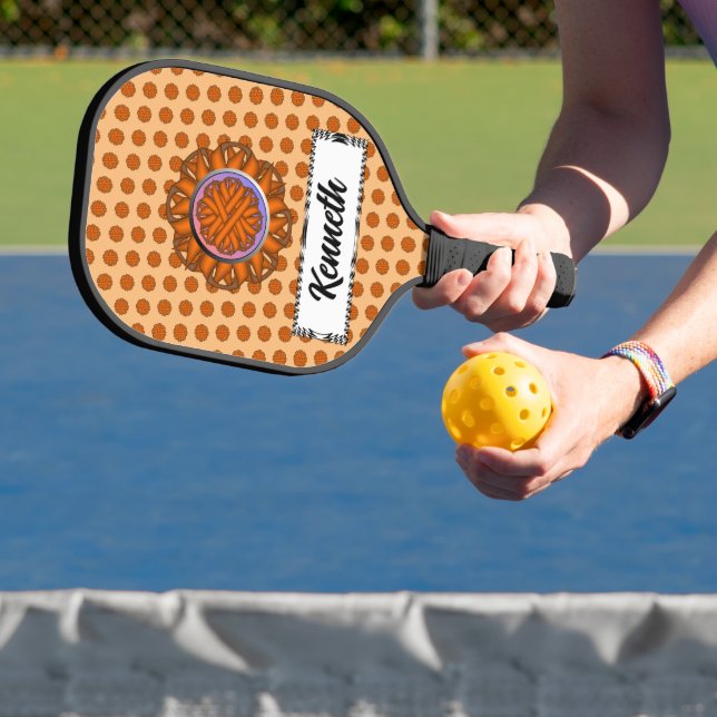 Orange Blume Ribbon von Kenneth Yoncich Pickleball Schläger (InSitu)