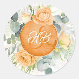 Orange Blume Romantic Boho Wedding Runder Aufkleber