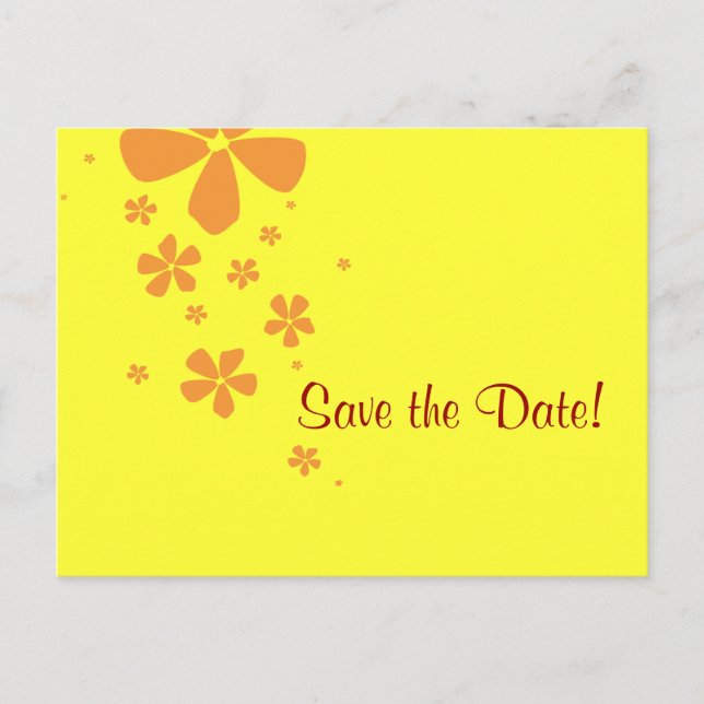 Orange Blume Save the Date Postkarte mit Foto (Vorderseite)