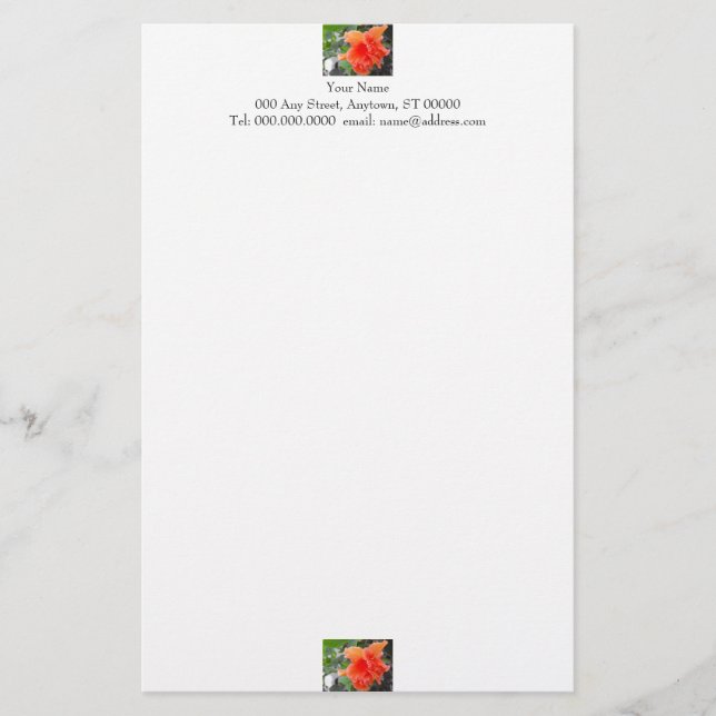 Orange Blume Stationery Briefpapier (Vorderseite)