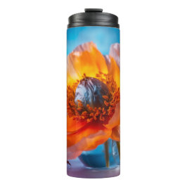 Orange Blume Thermosbecher