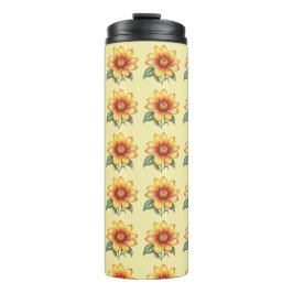 Orange Blume Thermosbecher