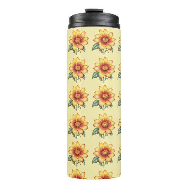 Orange Blume Thermosbecher (Vorderseite)