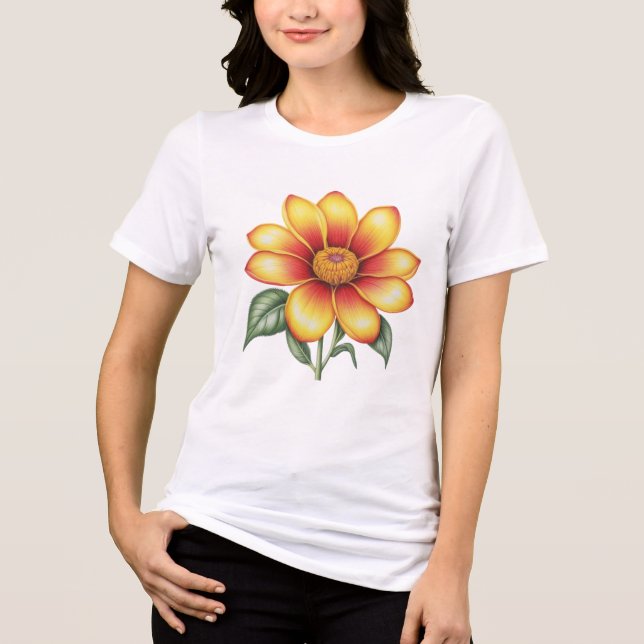 Orange Blume Tri-Blend Shirt (Vorderseite)