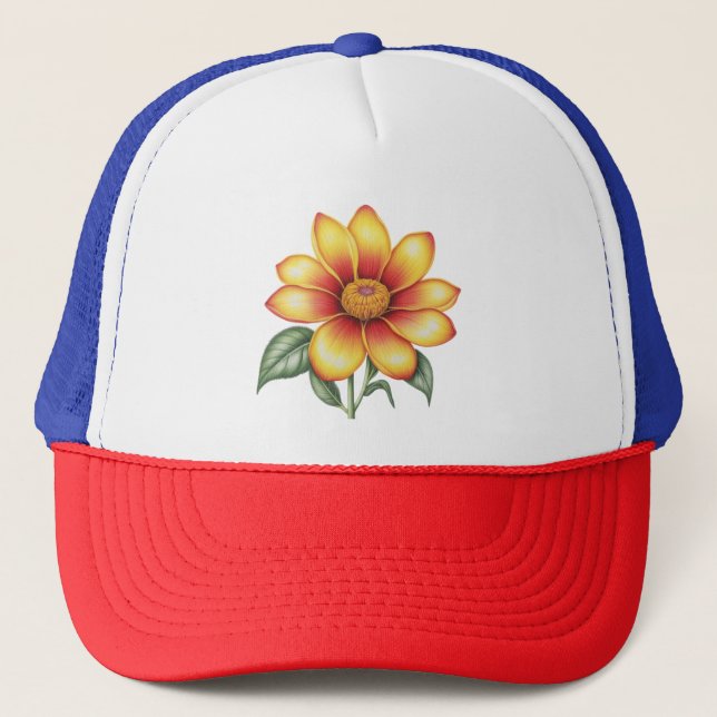 Orange Blume Truckerkappe (Vorderseite)