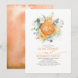 Orange Blume und Eukalyptus Greenerity Wedding Einladung