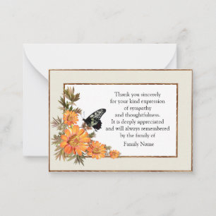 Orange Blume und Schmetterling Danke Karten