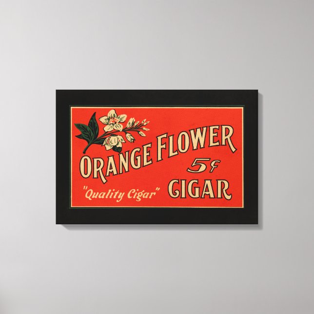 Orange Blume Vintag Cigar Box Leinwanddruck (Vorderseite)