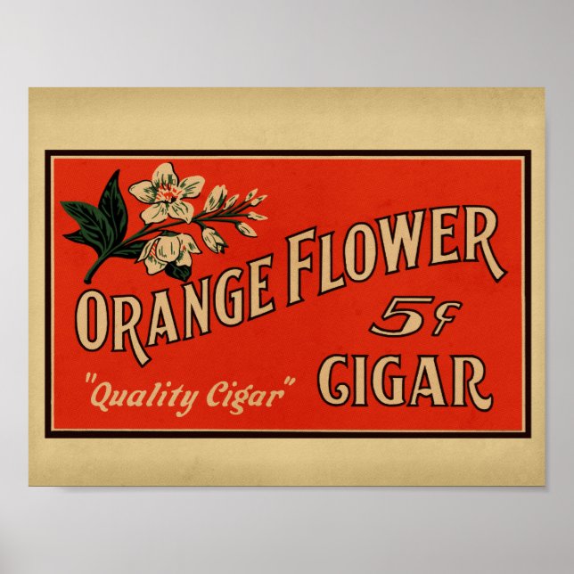 Orange Blume Vintag Cigar Box Poster (Vorne)