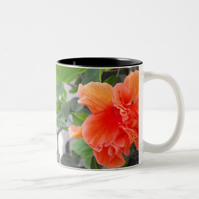 Orange Blume Zweifarbige Tasse (Rechts)