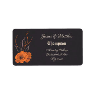 Orange Blumen Elegante Minimalistische Hochzeit Adressaufkleber