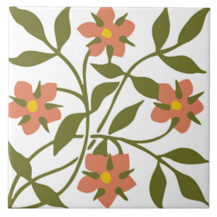 ORANGE BLUMEN  FLIESE