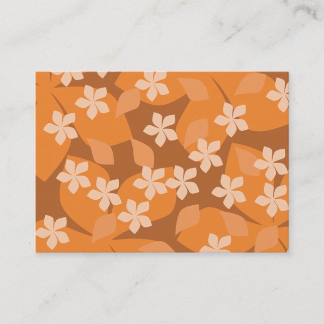Orange Blumen. Retro Blumenmuster Visitenkarte (Vorderseite)