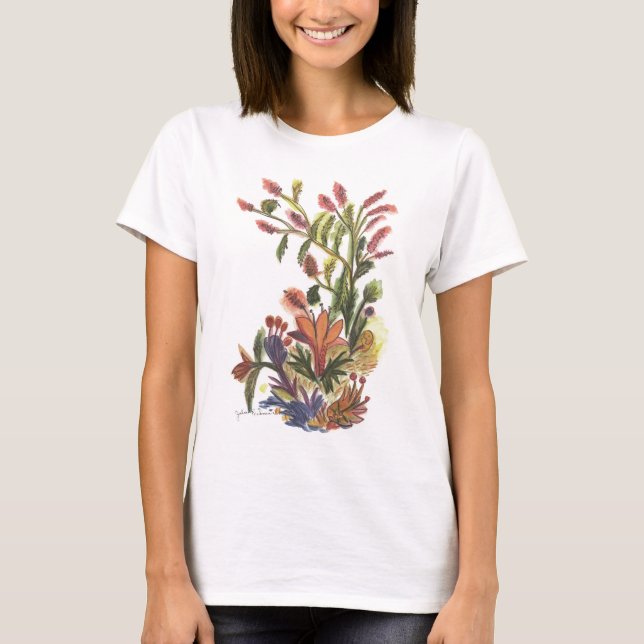 Orange Blumen-T-Shirt T-Shirt (Vorderseite)