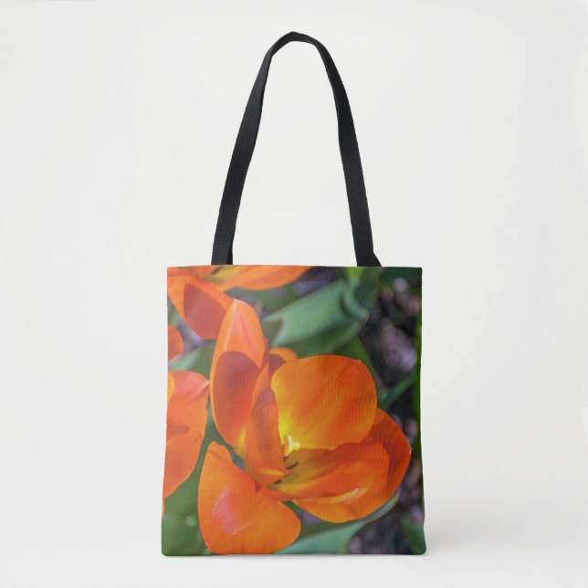 Orange Blumen Taschen-Tasche (Vorderseite)