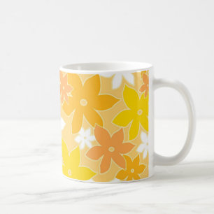 Orange Blumen - Tasse