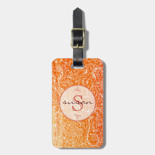 Orange Blumenlinie Kunst-kundenspezifische Gepäckanhänger