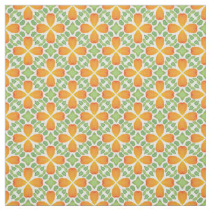 Orange Blumenmuster Blume Mosaik Retro 60er 70er Stoff